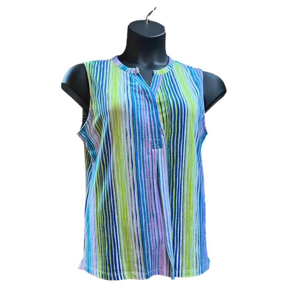 Lee Riders striped sleeveless top blouse bright multicolored women’s Size XL